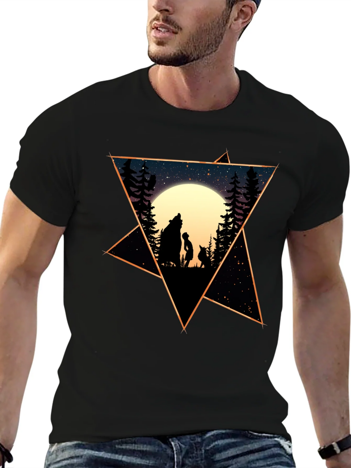 Starry Night Wolf & Child Graphic Tee product image 9