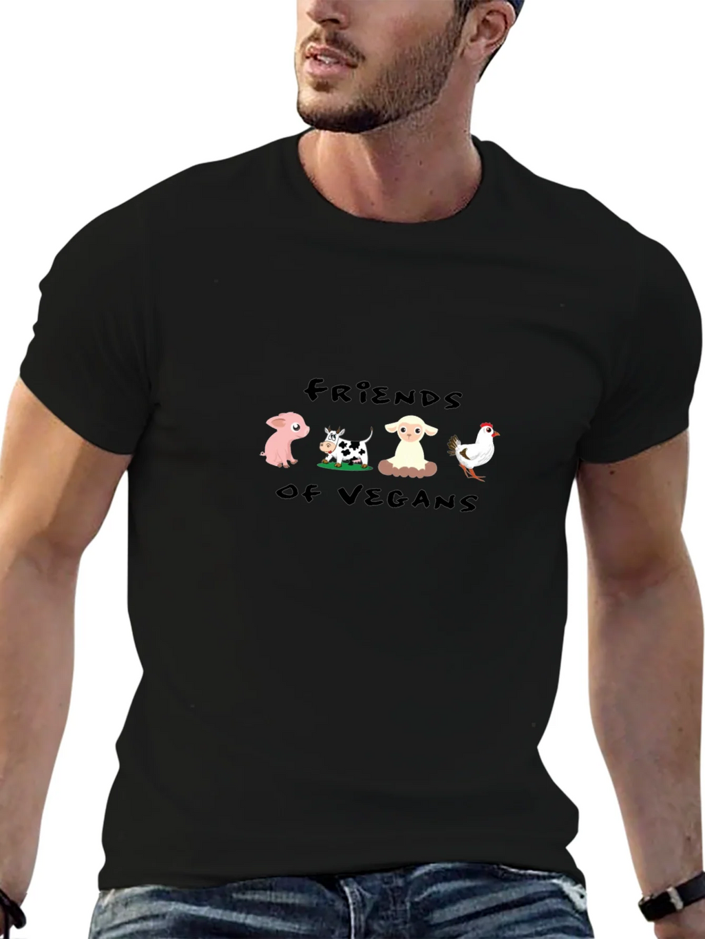 Friends of Vegans Black T-Shirt product image 9