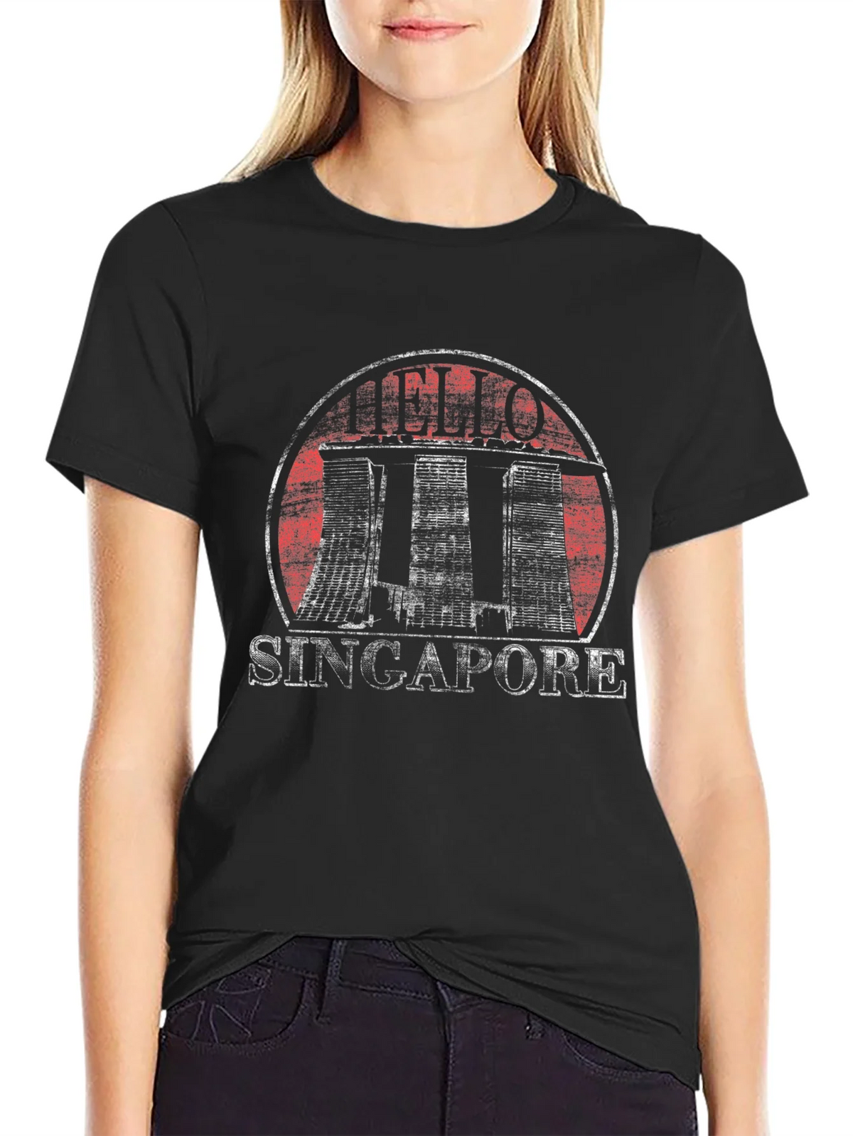Singapore Vintage Graphic T-Shirt Black Cotton product image 5