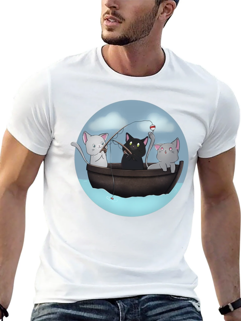 Cats Fishing T-Shirt | Unique Graphic Tee product image 4