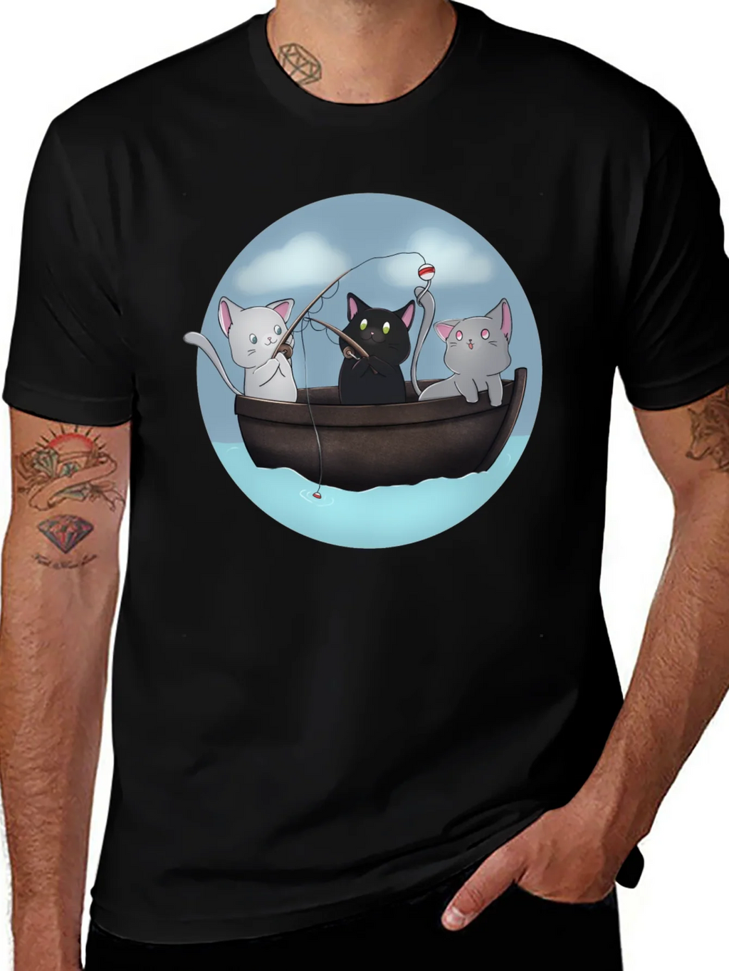 Cats Fishing T-Shirt | Unique Graphic Tee product image 1