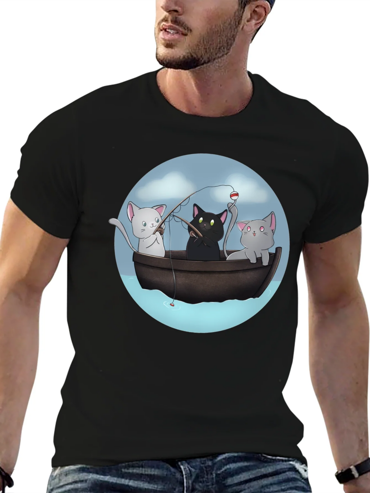 Cats Fishing T-Shirt | Unique Graphic Tee product image 9