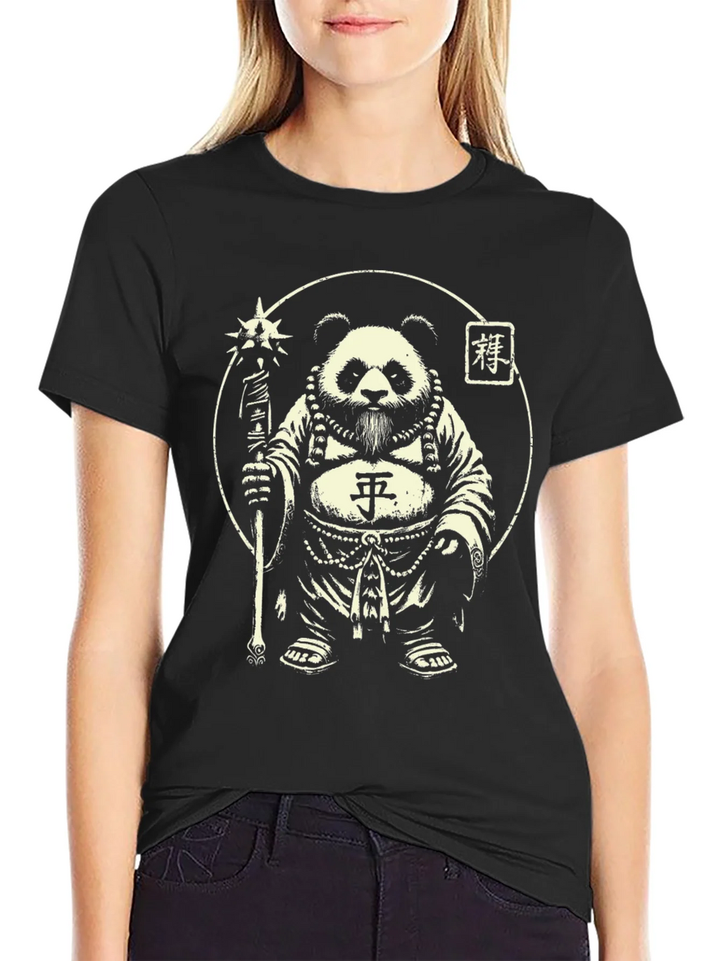 Panda Monk Graphic Tee - Unique Design Stylish Black T-Shirt product image 5