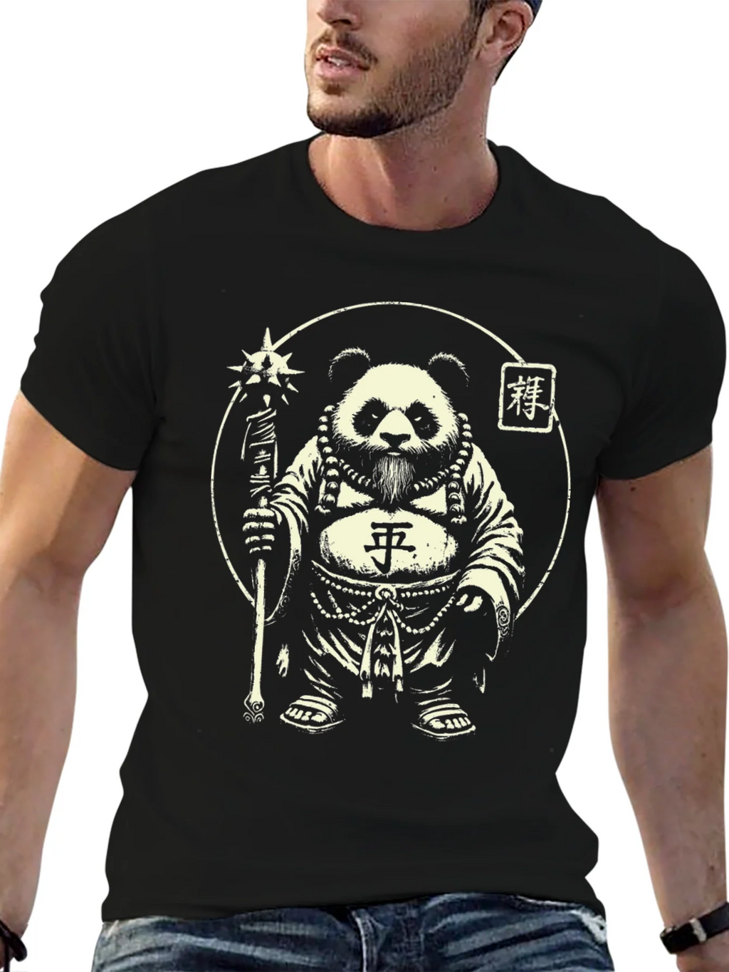 Panda Monk Graphic Tee - Unique Design Stylish Black T-Shirt product image 9