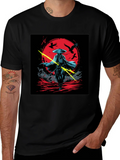 Samurai Warrior Graphic Tee - Black Cotton Shirt product image 1