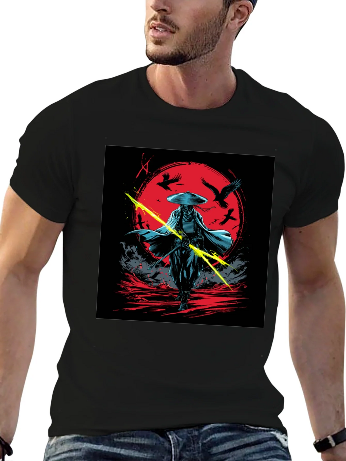 Samurai Warrior Graphic Tee - Black Cotton Shirt product image 9
