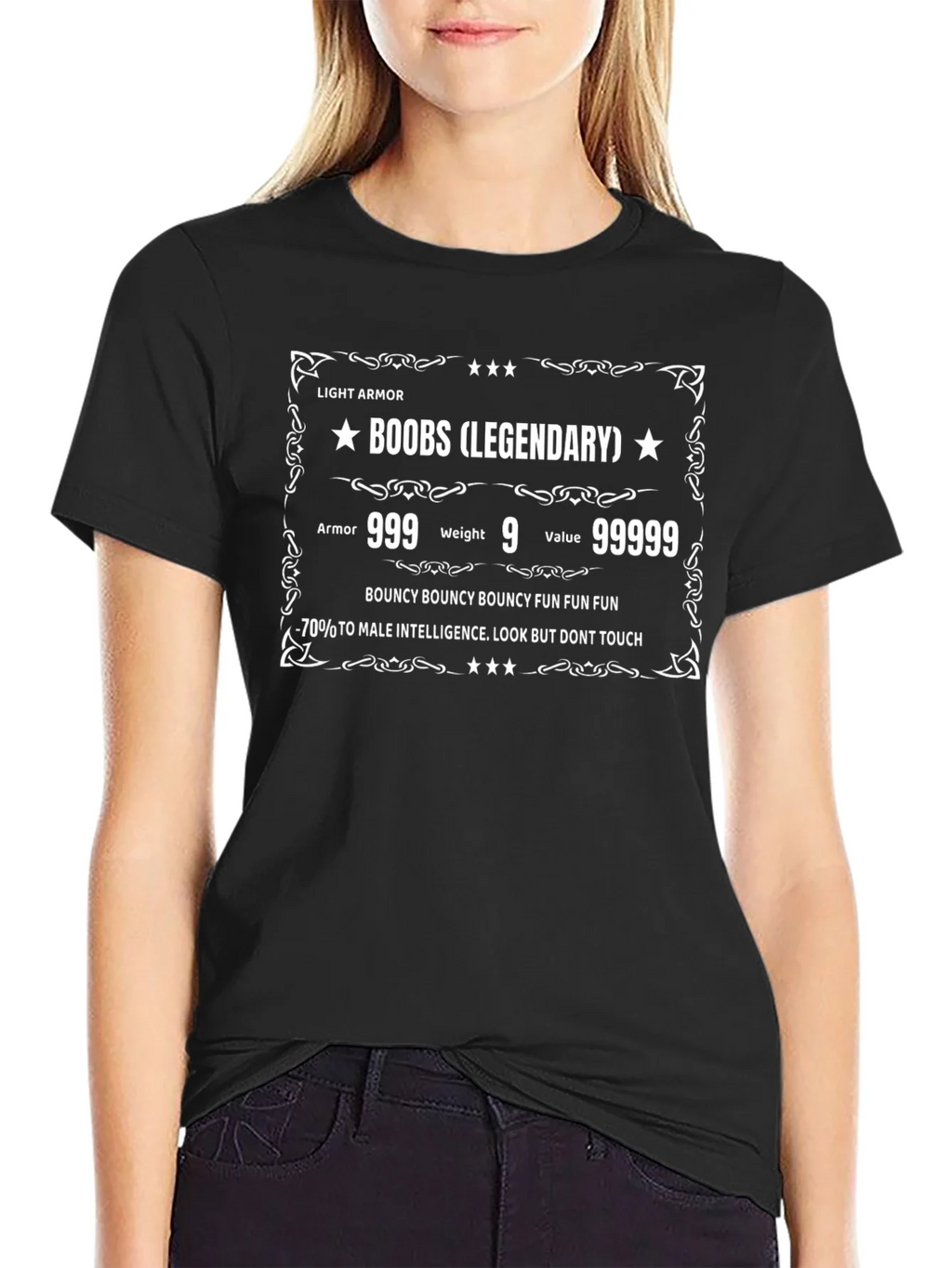 Legendary Boobs Light Armor Funny T-Shirt product image 5