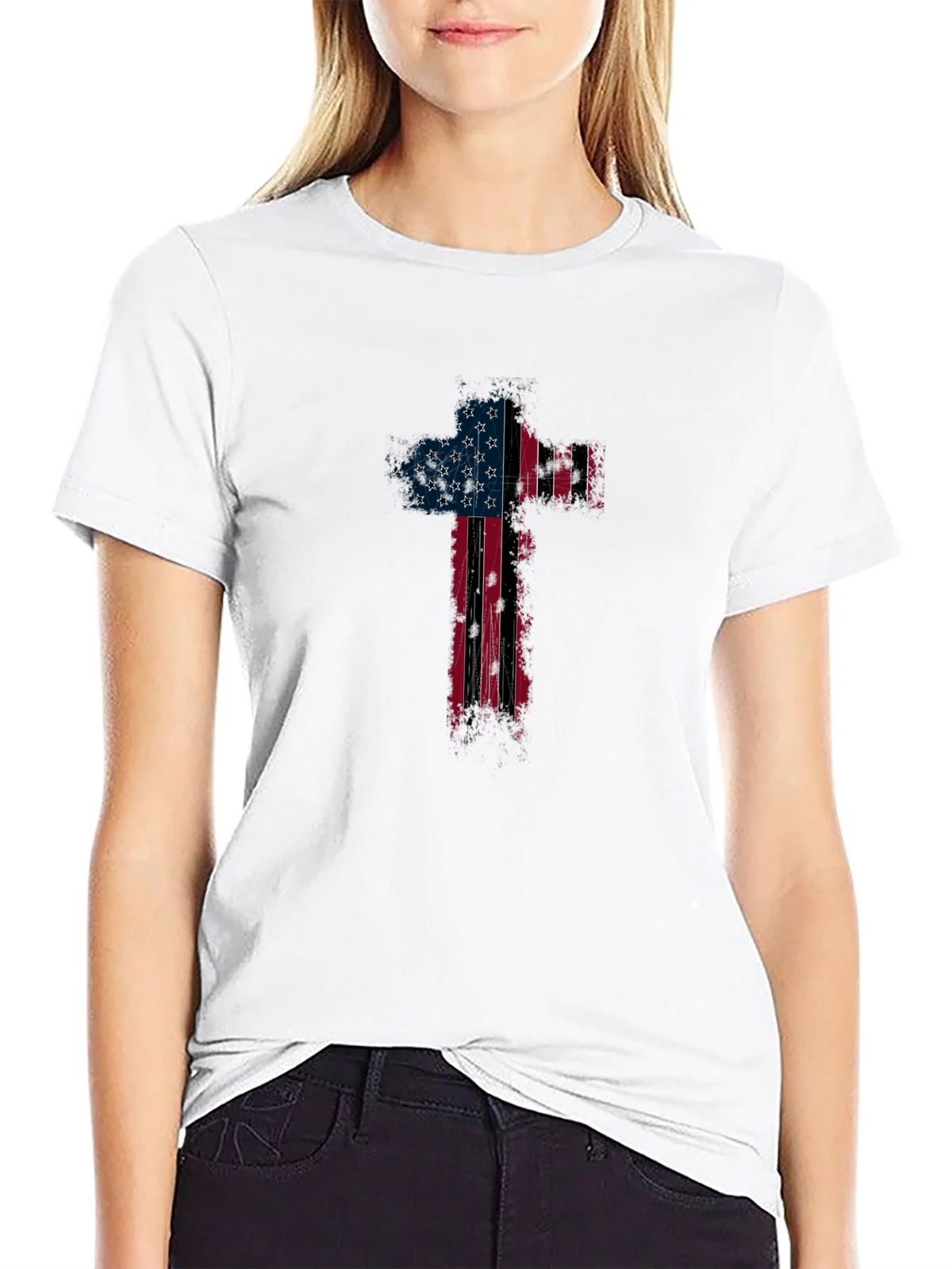 American Flag Cross Graphic T-Shirt product image 11