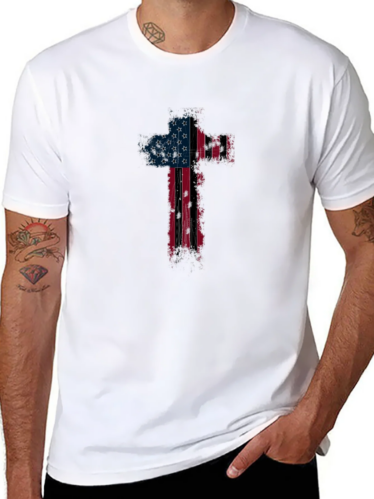 American Flag Cross Graphic T-Shirt product image 10