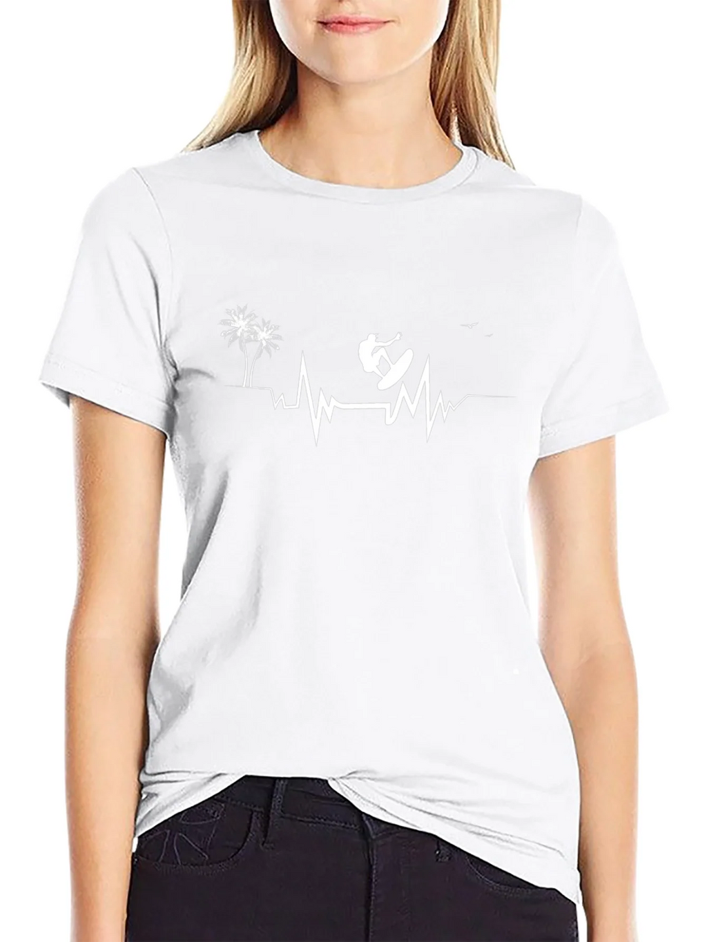 Surfing Heartbeat Graphic Tee - Casual Cotton Comfort product image 11
