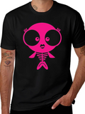 Funky Pink Creature Graphic Black T-Shirt product image 1