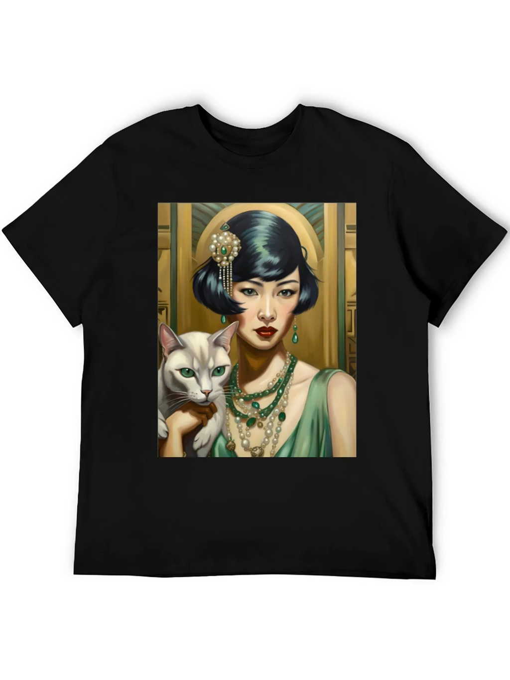 Art Deco Woman & Cat Graphic Tee product image 8