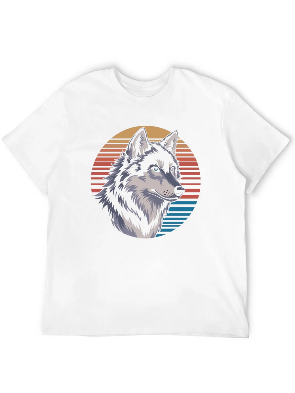 Wolf Graphic Tee - Retro Sunset Design Black T-Shirt product image 3