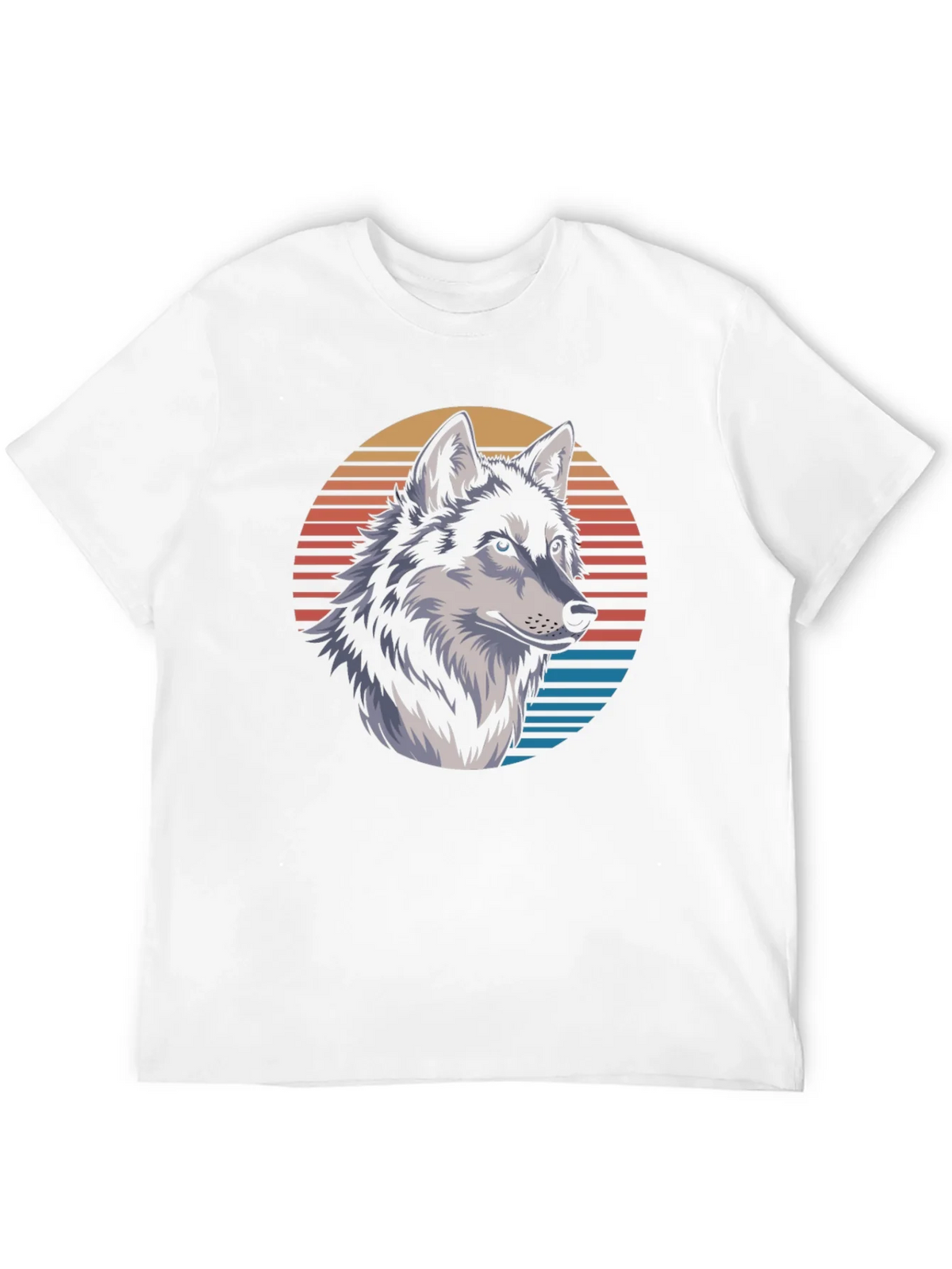 Wolf Graphic Tee - Retro Sunset Design Black T-Shirt product image 3