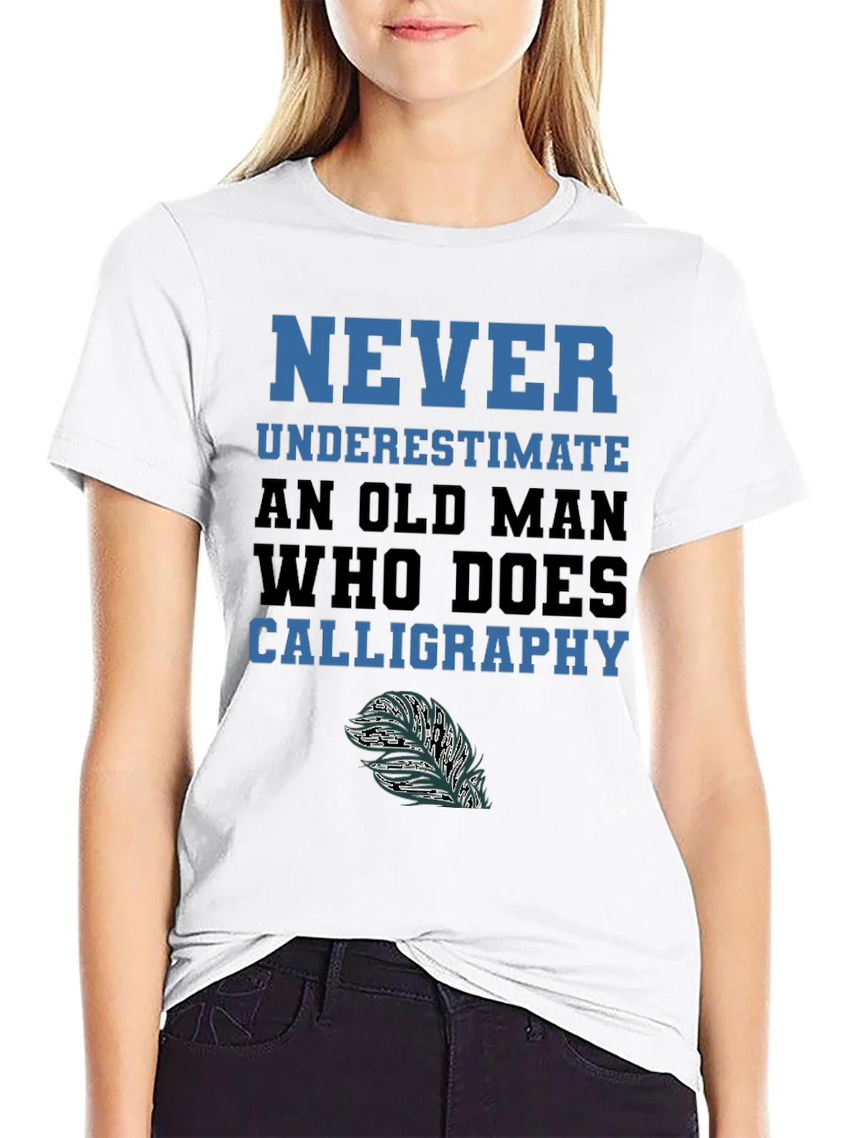 Never Underestimate Calligraphy Old Man T-Shirt product image 11