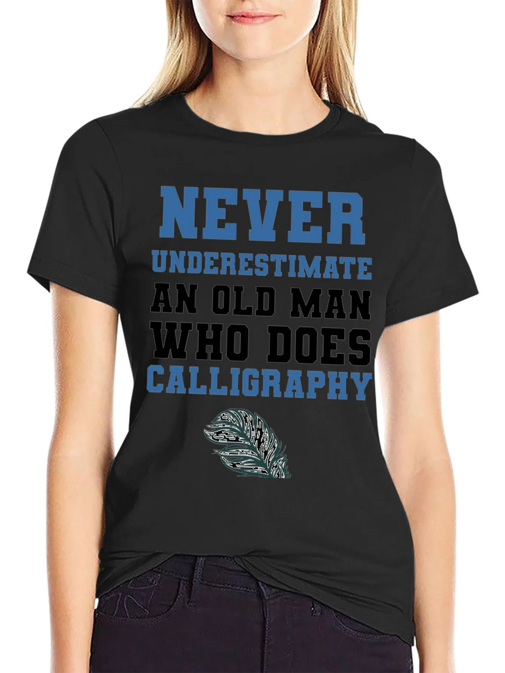 Never Underestimate Calligraphy Old Man T-Shirt product image 5