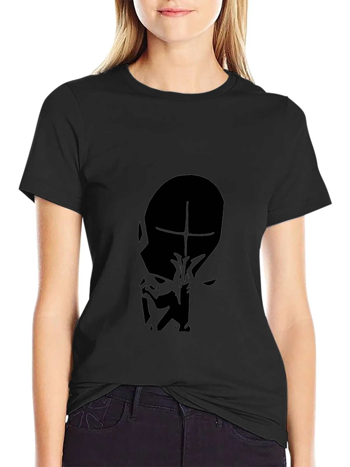 Mens Black T-Shirt - Abstract Face Graphic product image 5