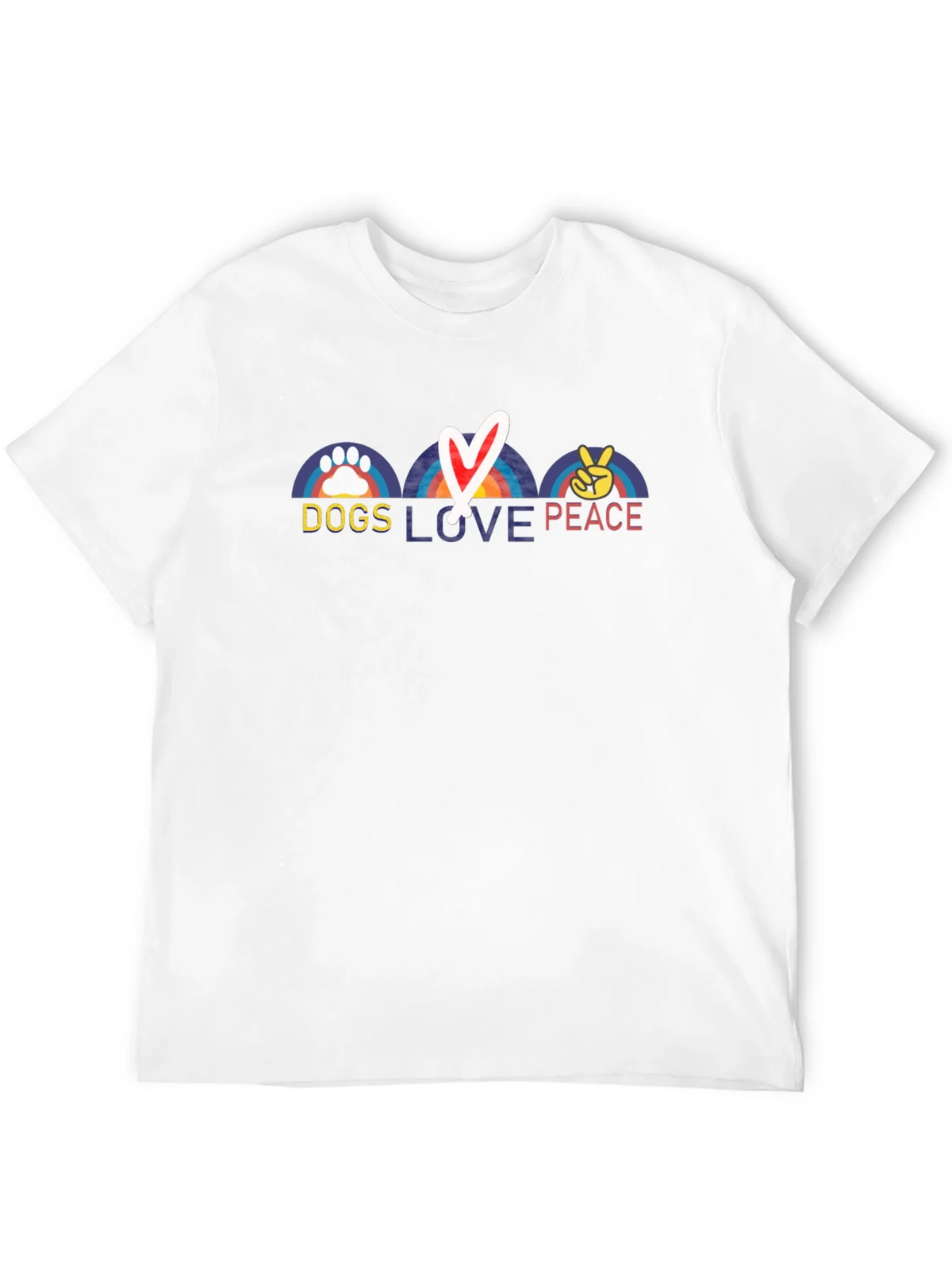 Dogs Love Peace T-Shirt - Rainbow Paw Heart & Sign product image 3
