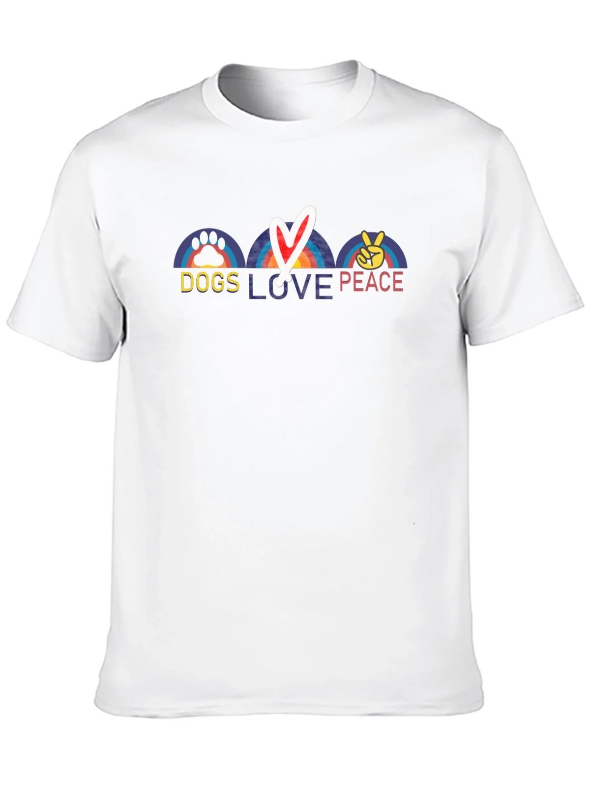 Dogs Love Peace T-Shirt - Rainbow Paw Heart & Sign product image 12
