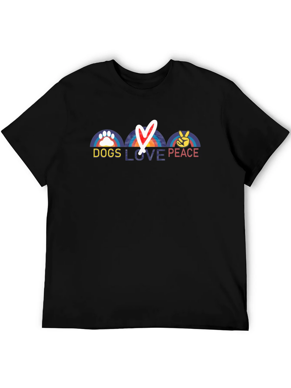 Dogs Love Peace T-Shirt - Rainbow Paw Heart & Sign product image 8