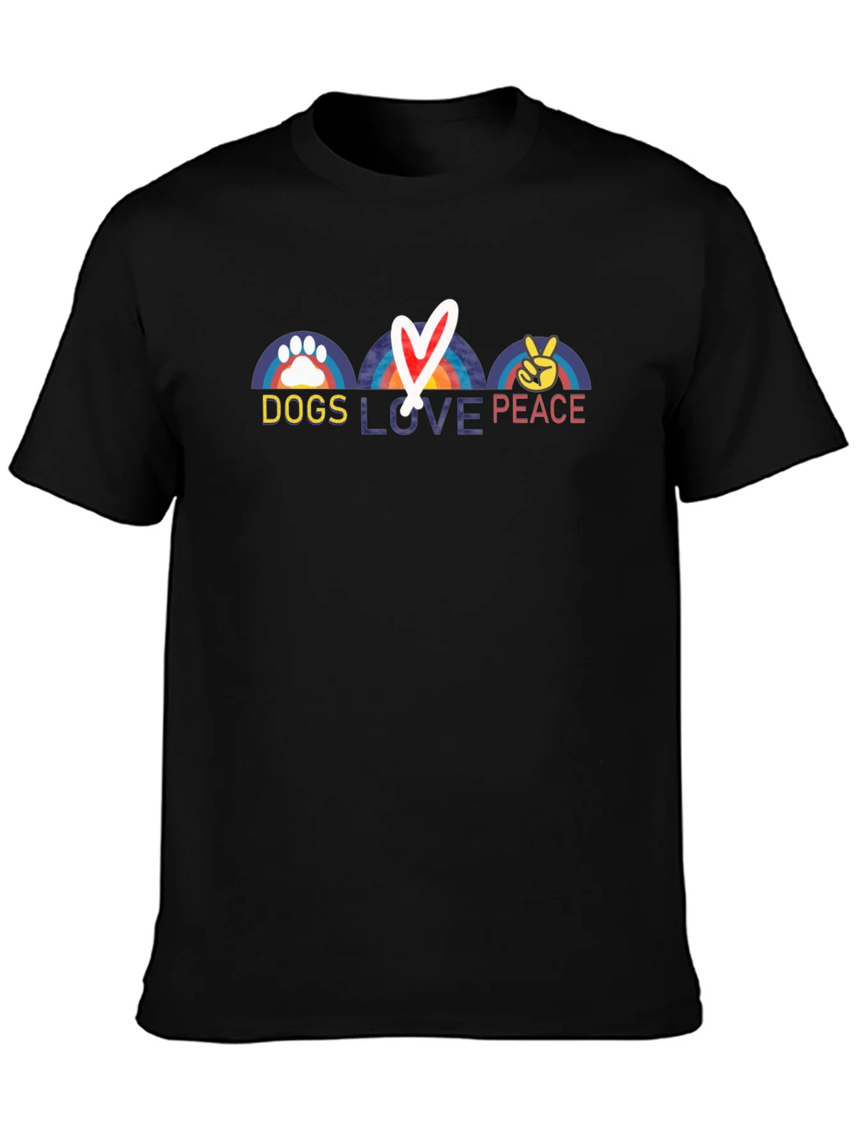 Dogs Love Peace T-Shirt - Rainbow Paw Heart & Sign product image 6