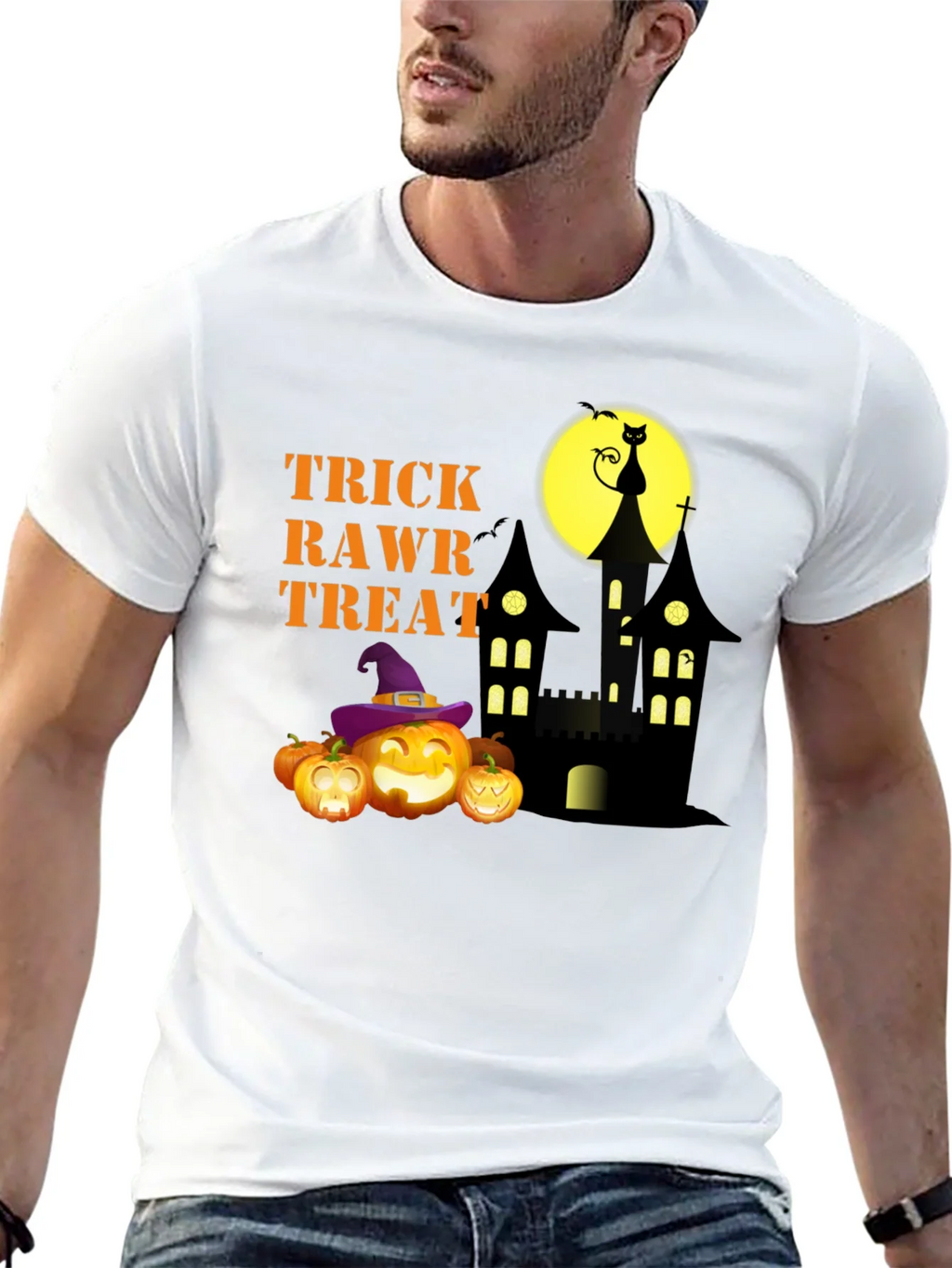 Halloween Trick Rawr Treat Graphic Tee