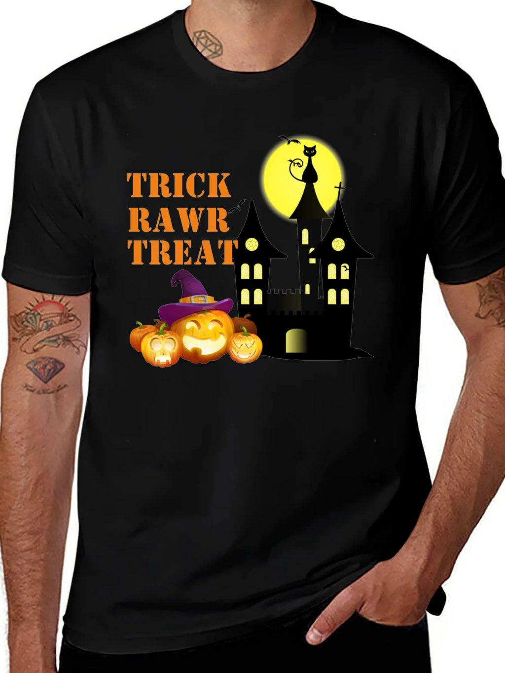 Halloween Trick Rawr Treat Graphic Tee
