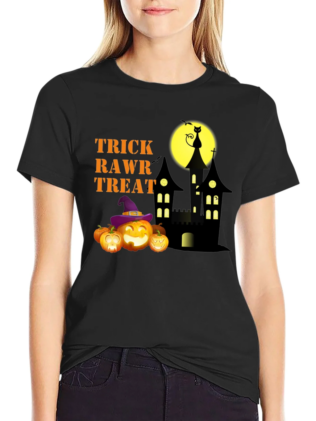 Halloween Trick Rawr Treat Graphic Tee