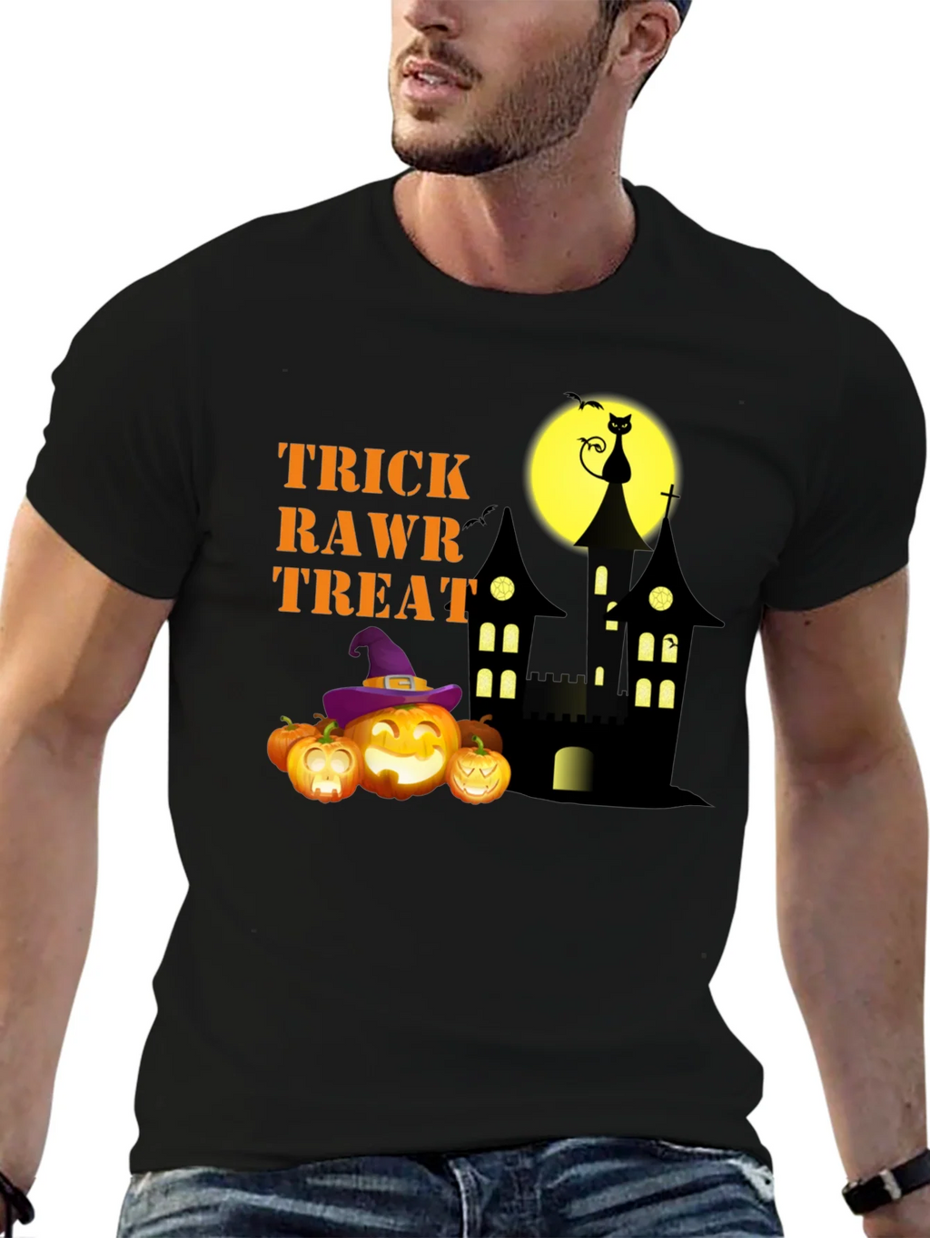 Halloween Trick Rawr Treat Graphic Tee