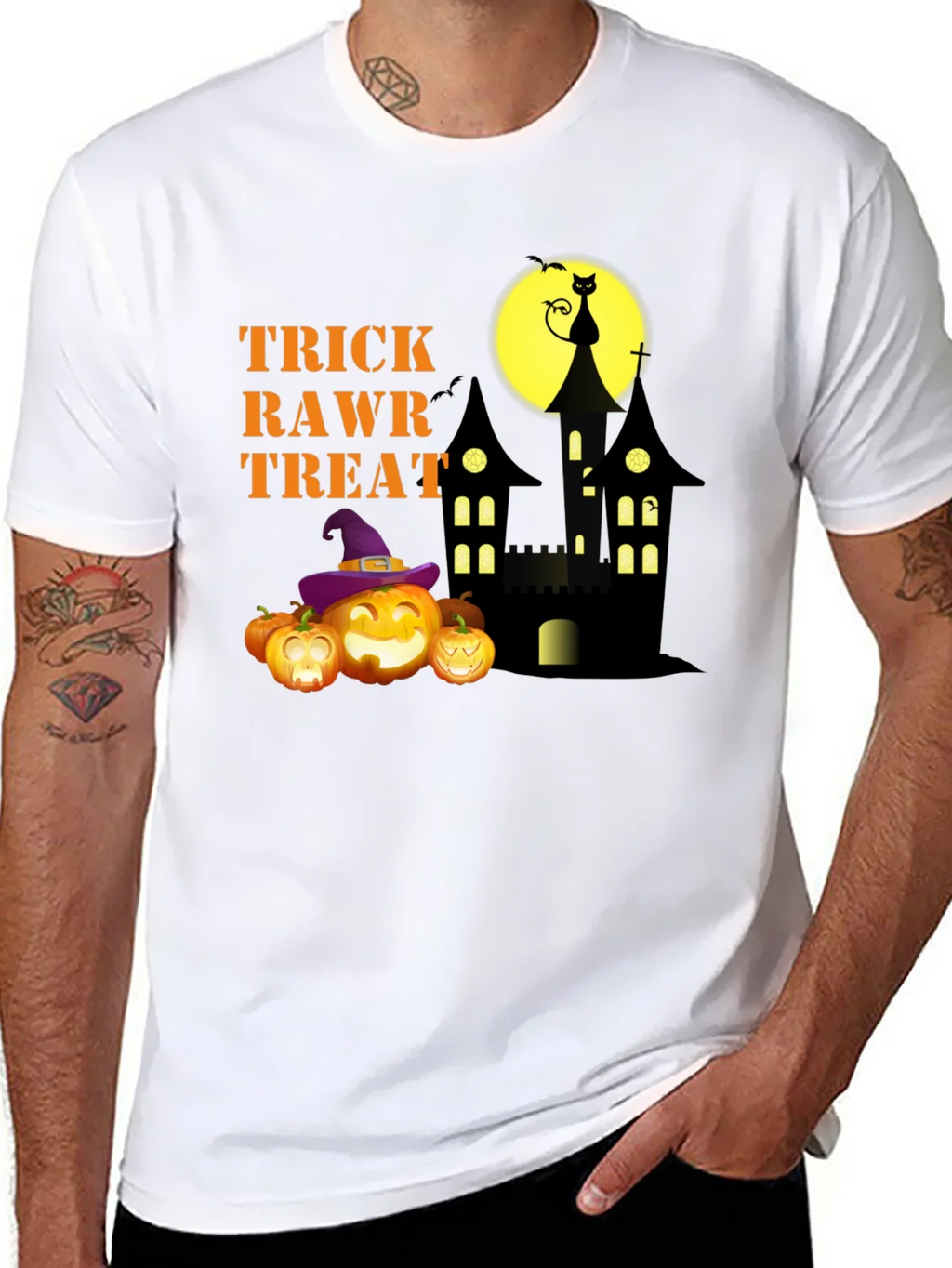 Halloween Trick Rawr Treat Graphic Tee