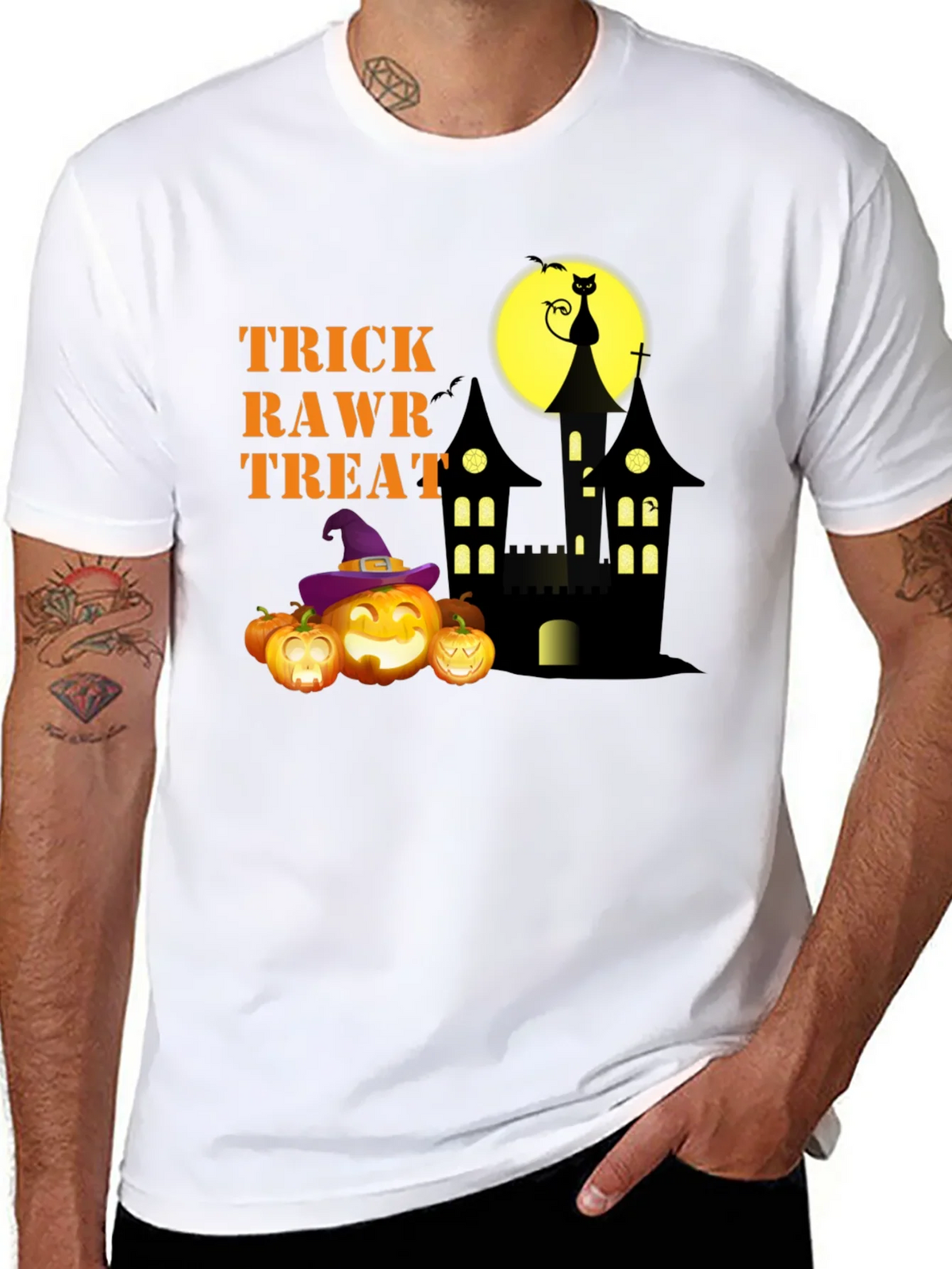 Halloween Trick Rawr Treat Graphic Tee