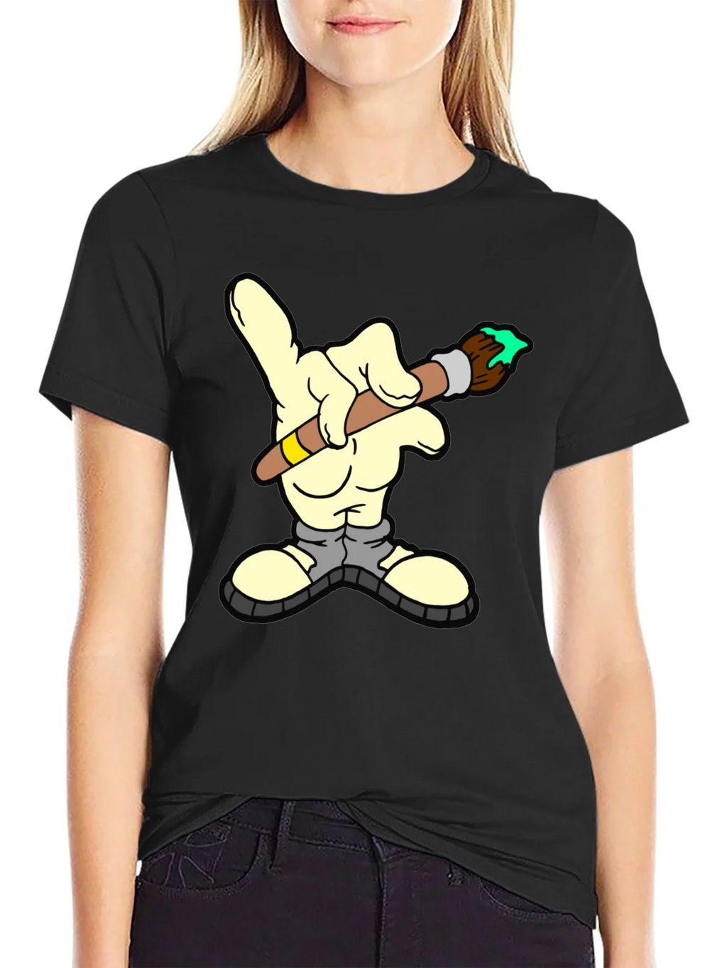 Cartoon Hand Painter T-Shirt - Unique Graphic Tee product image 5