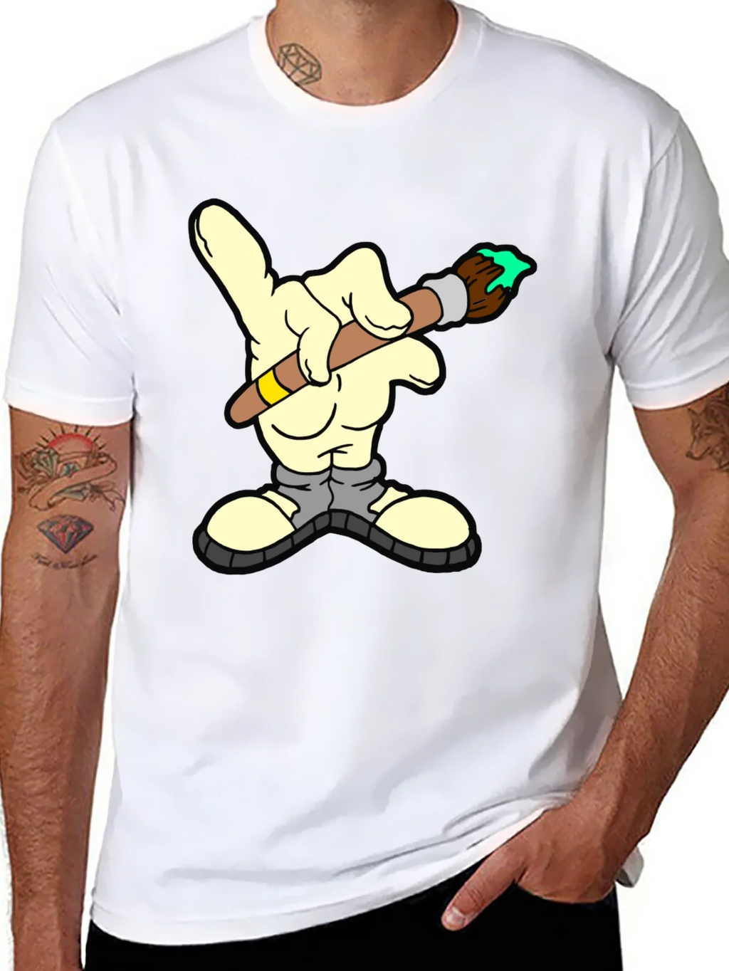 Cartoon Hand Painter T-Shirt - Unique Graphic Tee product image 10