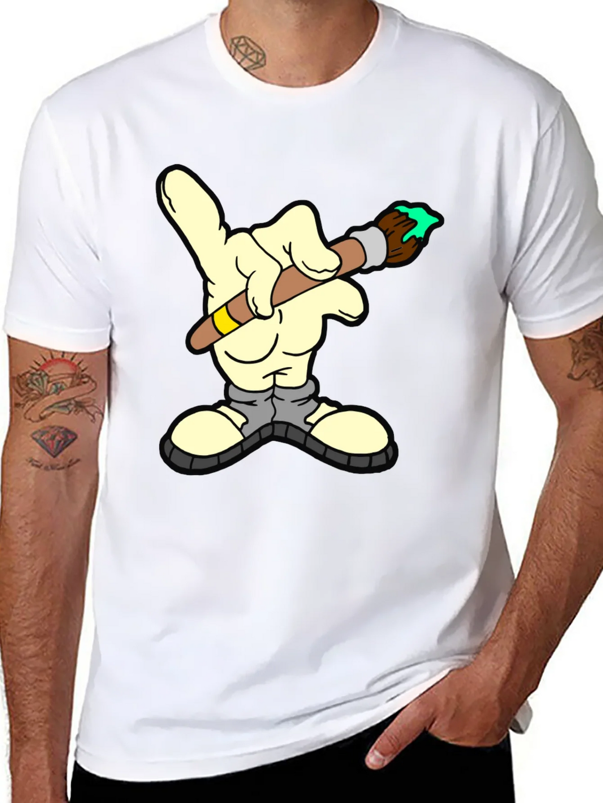Cartoon Hand Painter T-Shirt - Unique Graphic Tee product image 10