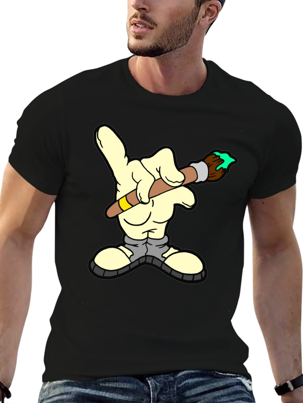Cartoon Hand Painter T-Shirt - Unique Graphic Tee product image 9