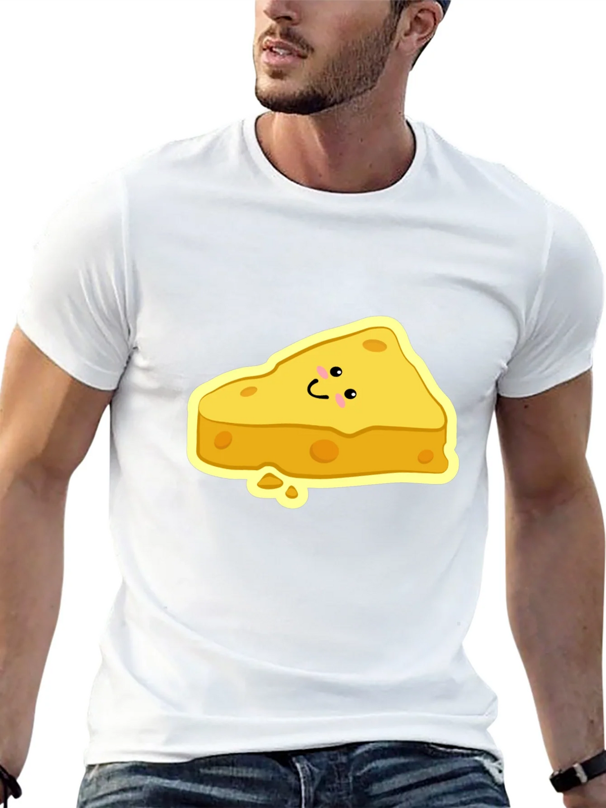 Cartoon Cheese Slice Black T-Shirt product image 4