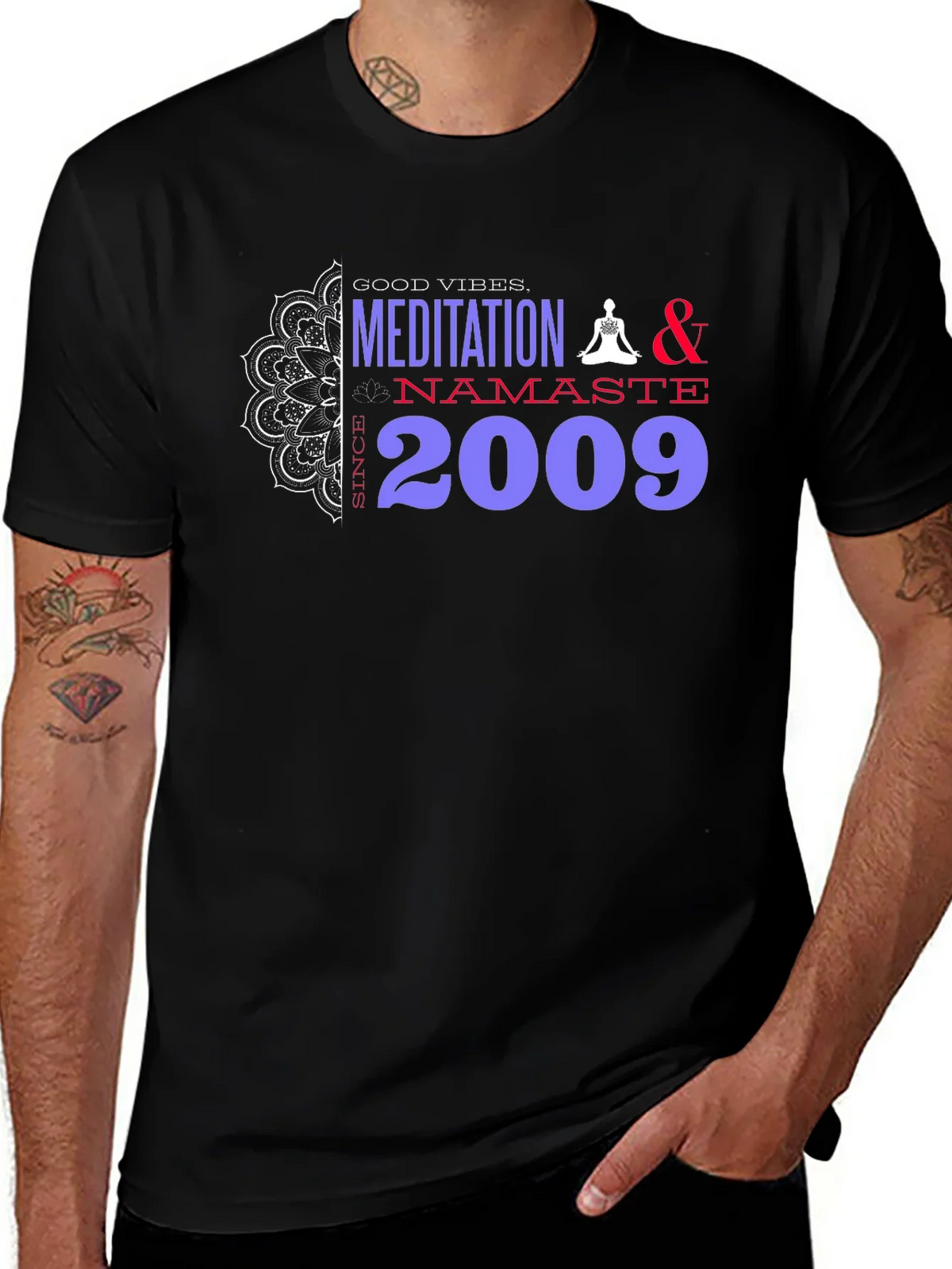 Meditation Namaste T-Shirt - Good Vibes Since 2009 product image 1