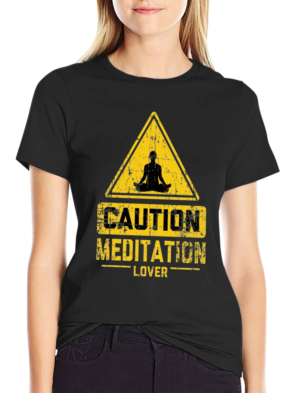 Caution Meditation Lover Black T-Shirt product image 5