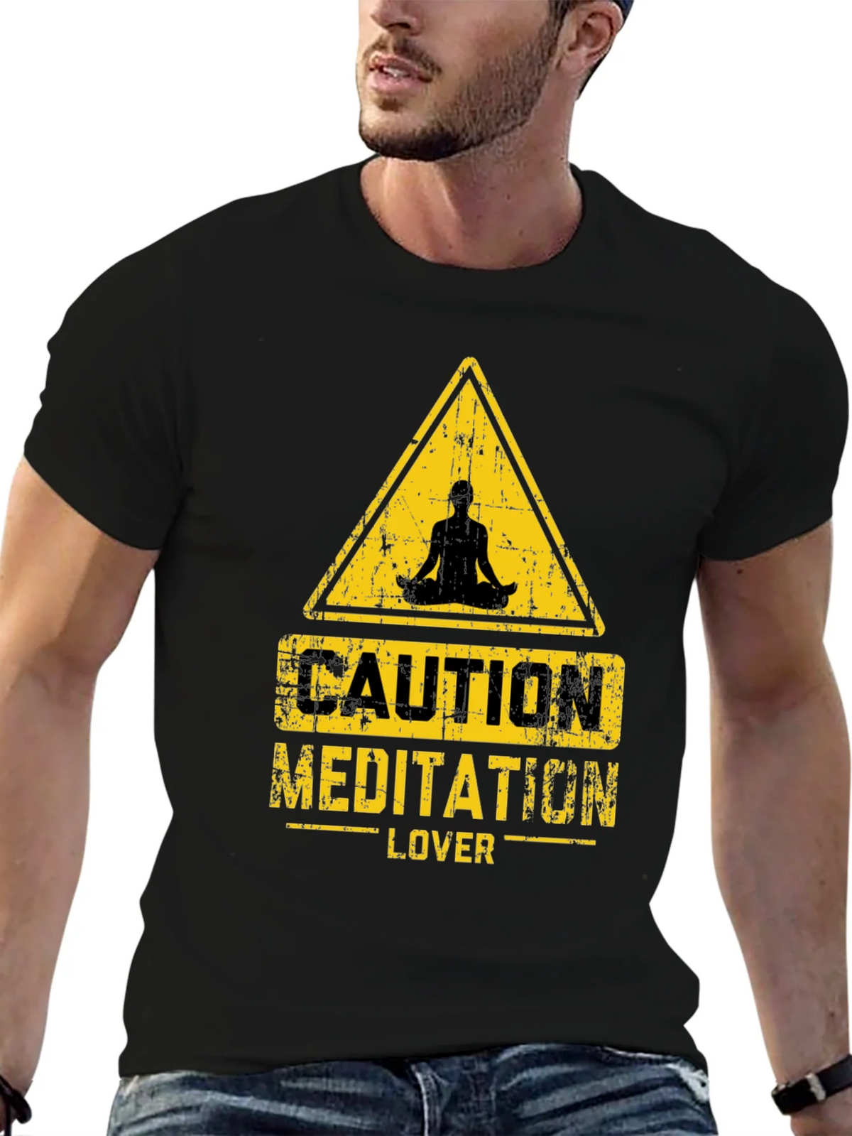 Caution Meditation Lover Black T-Shirt product image 9