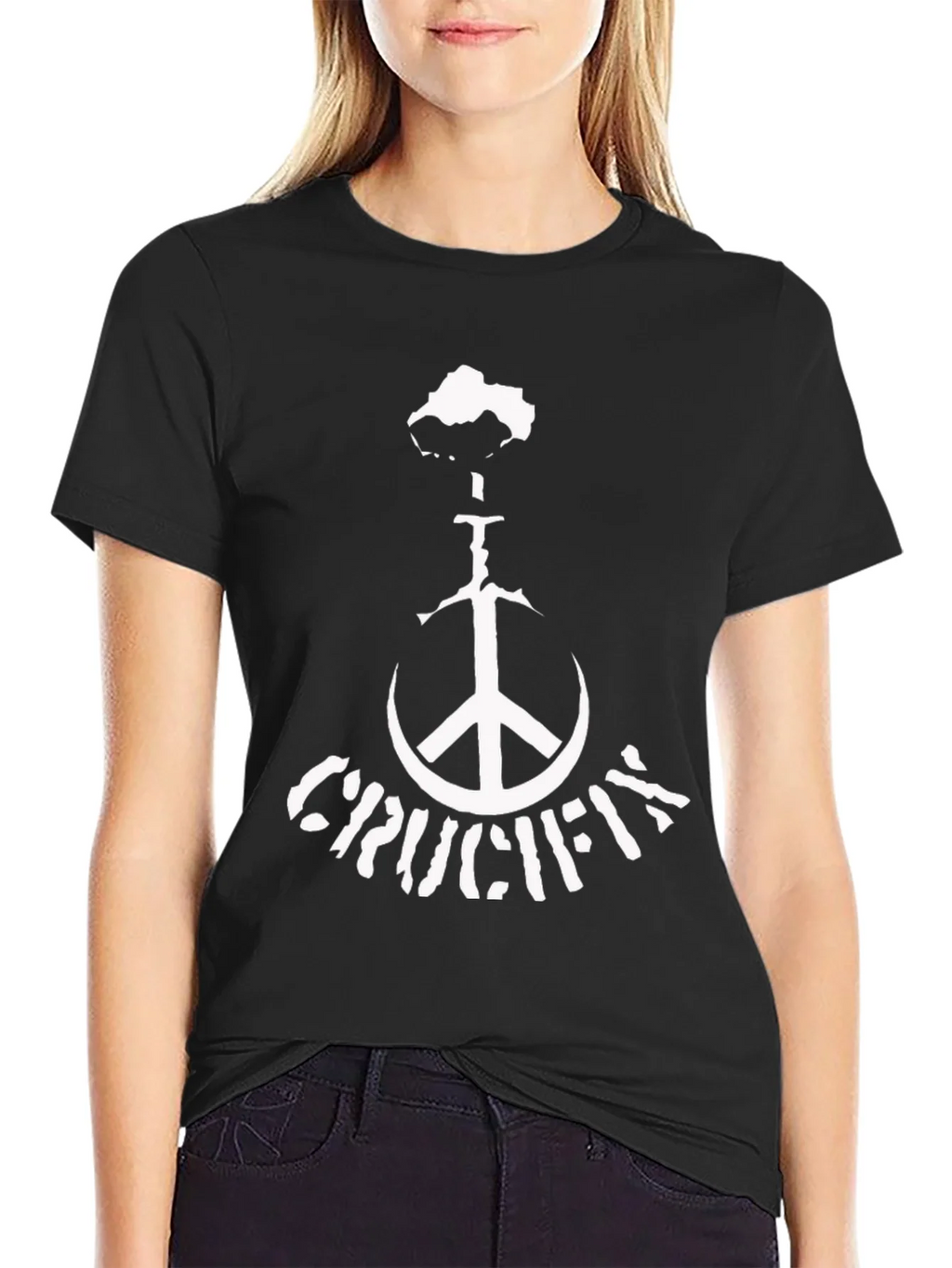 Crucifix Peace Sign Black T-Shirt product image 5