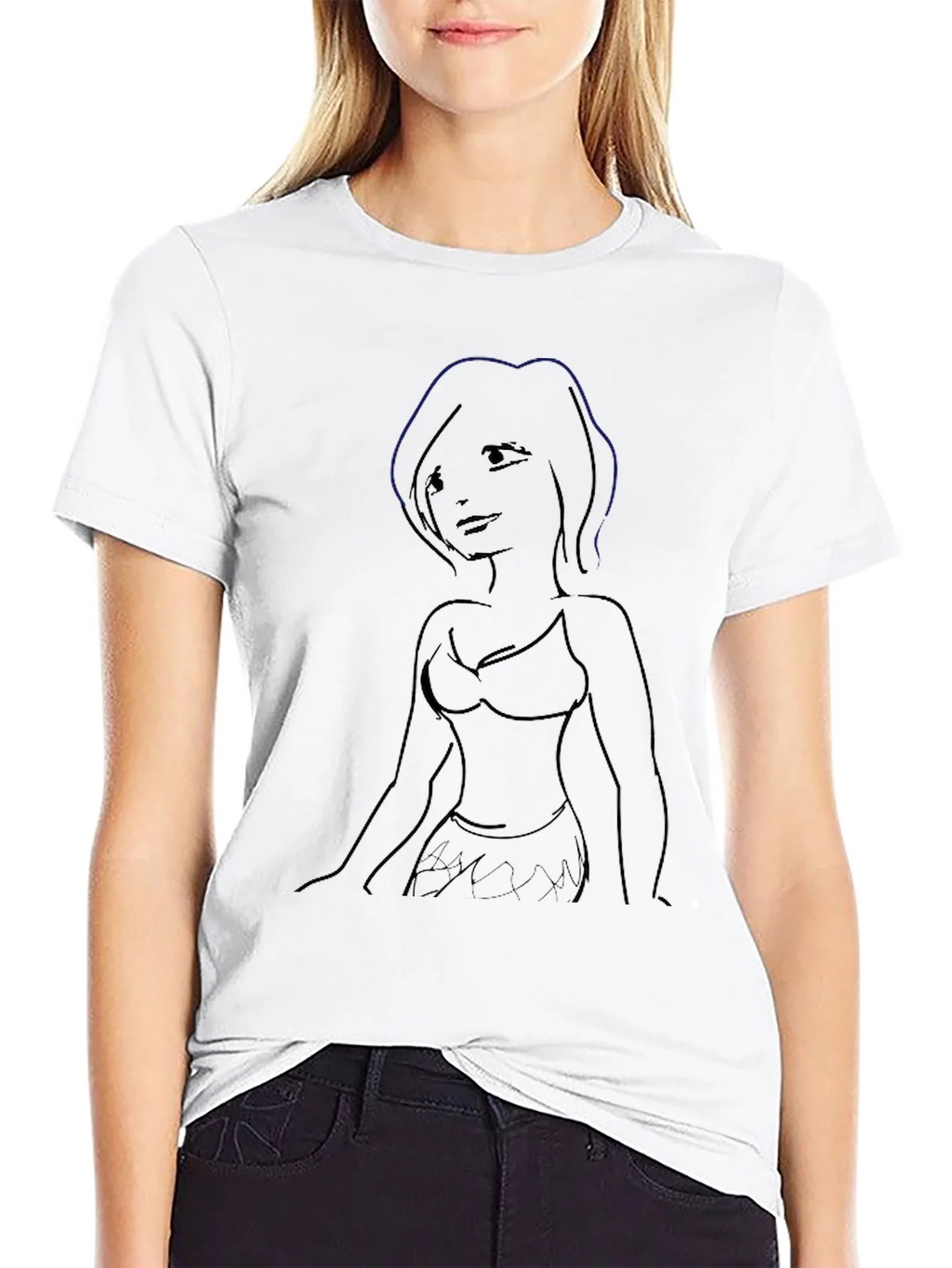 Sketch-Style Womans Silhouette Graphic Tee product image 11