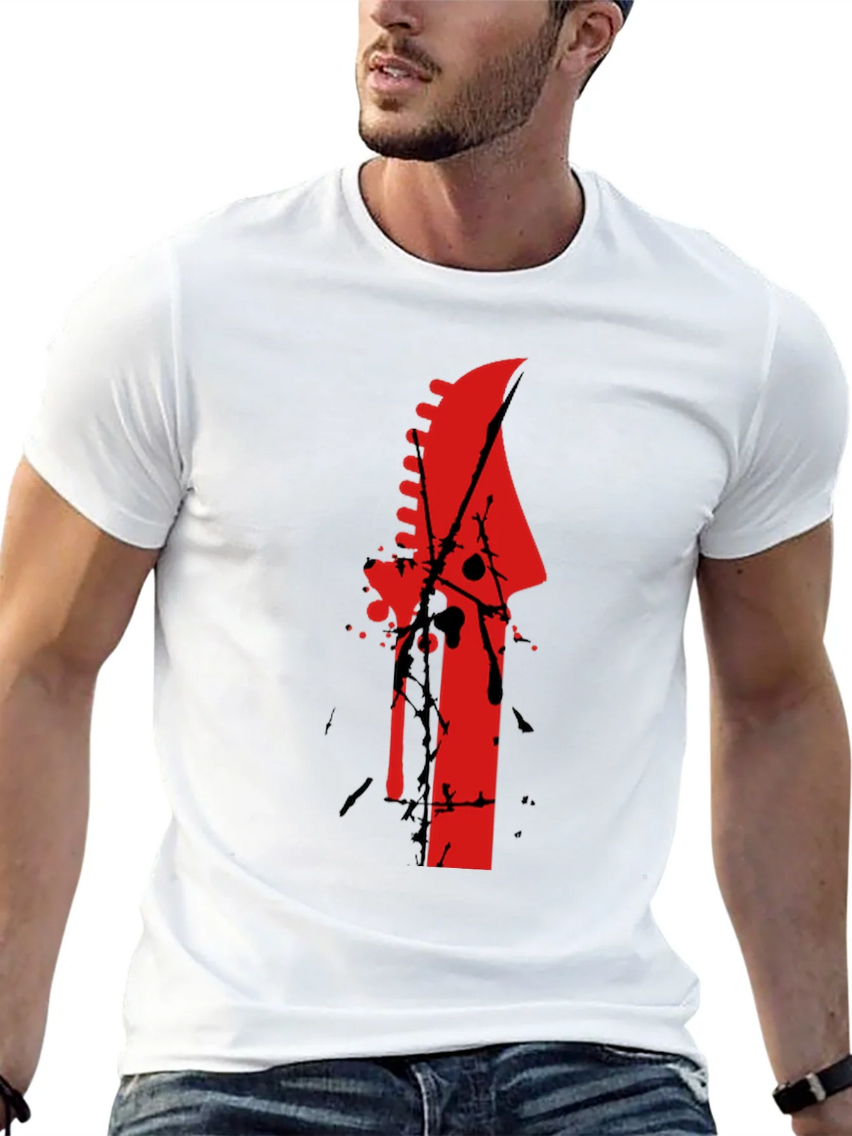 Edgy Guitar Headstock T-Shirt product image 4