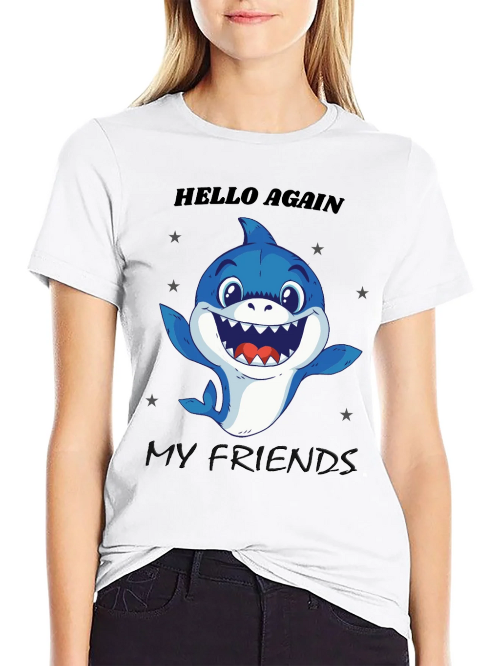 Hello Again Shark T-Shirt - Fun Graphic Tee product image 11