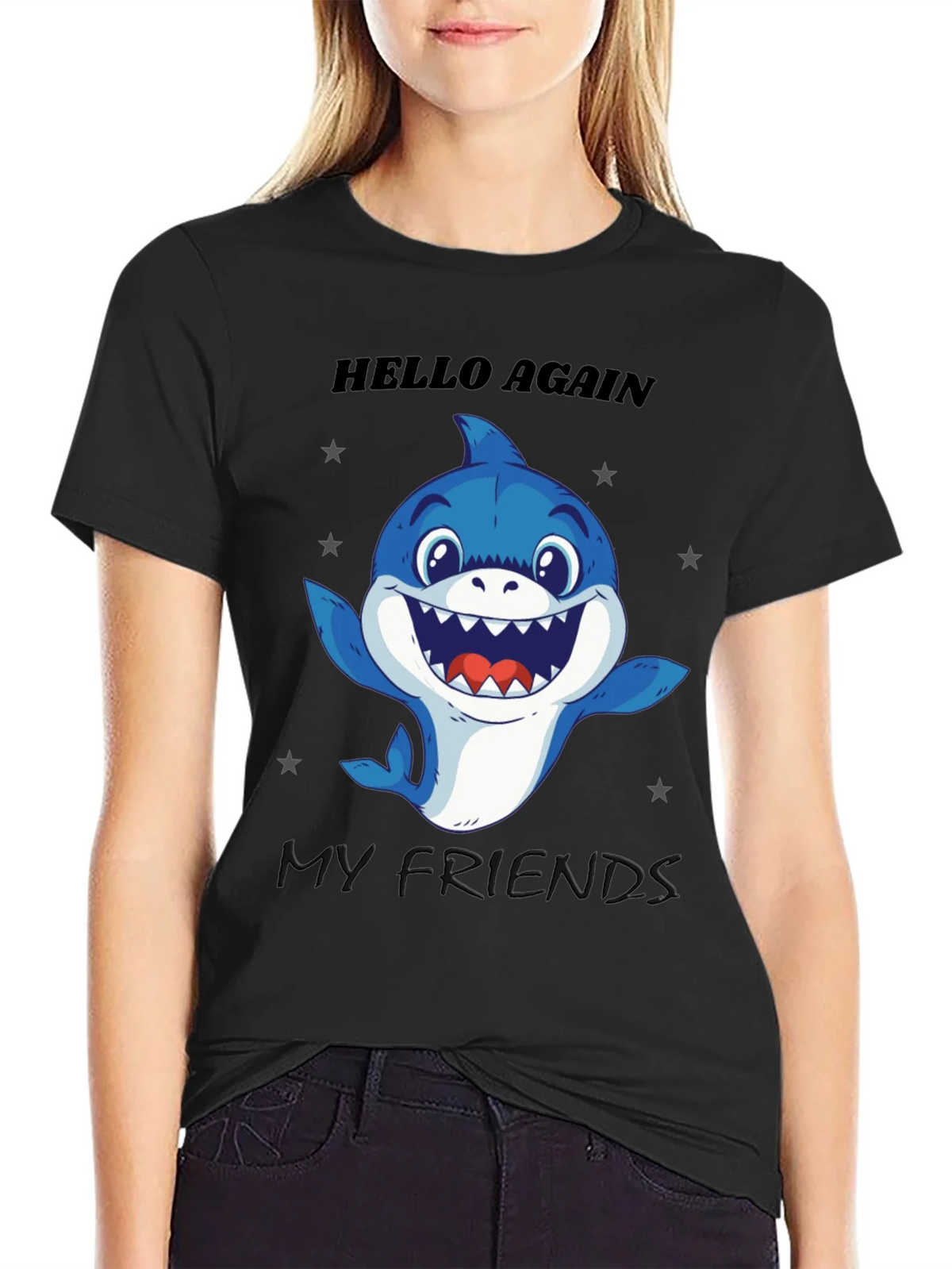 Hello Again Shark T-Shirt - Fun Graphic Tee product image 5