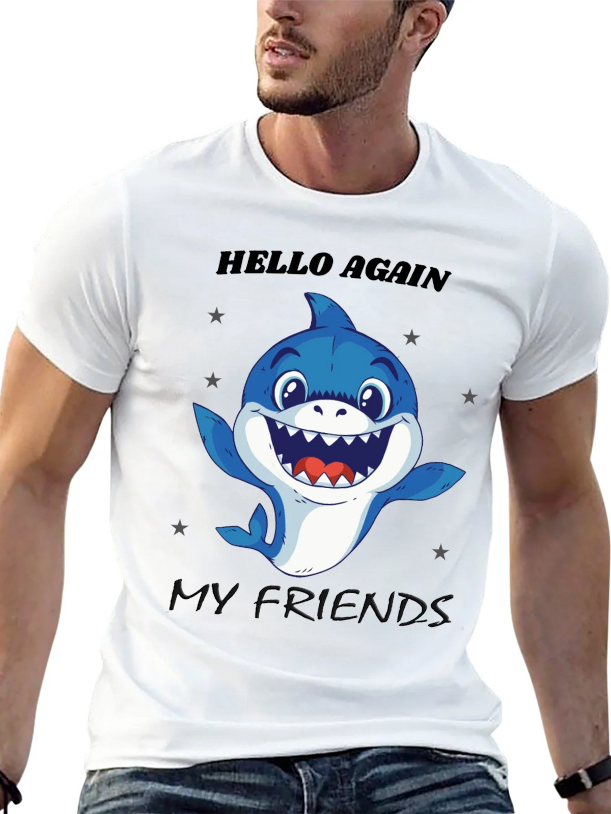 Hello Again Shark T-Shirt - Fun Graphic Tee product image 4