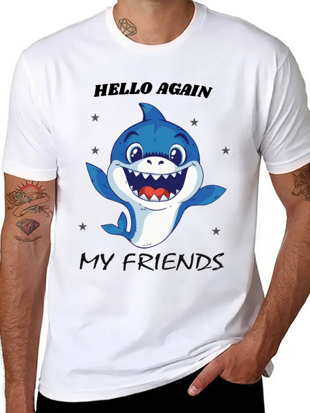 Hello Again Shark T-Shirt - Fun Graphic Tee product image 10