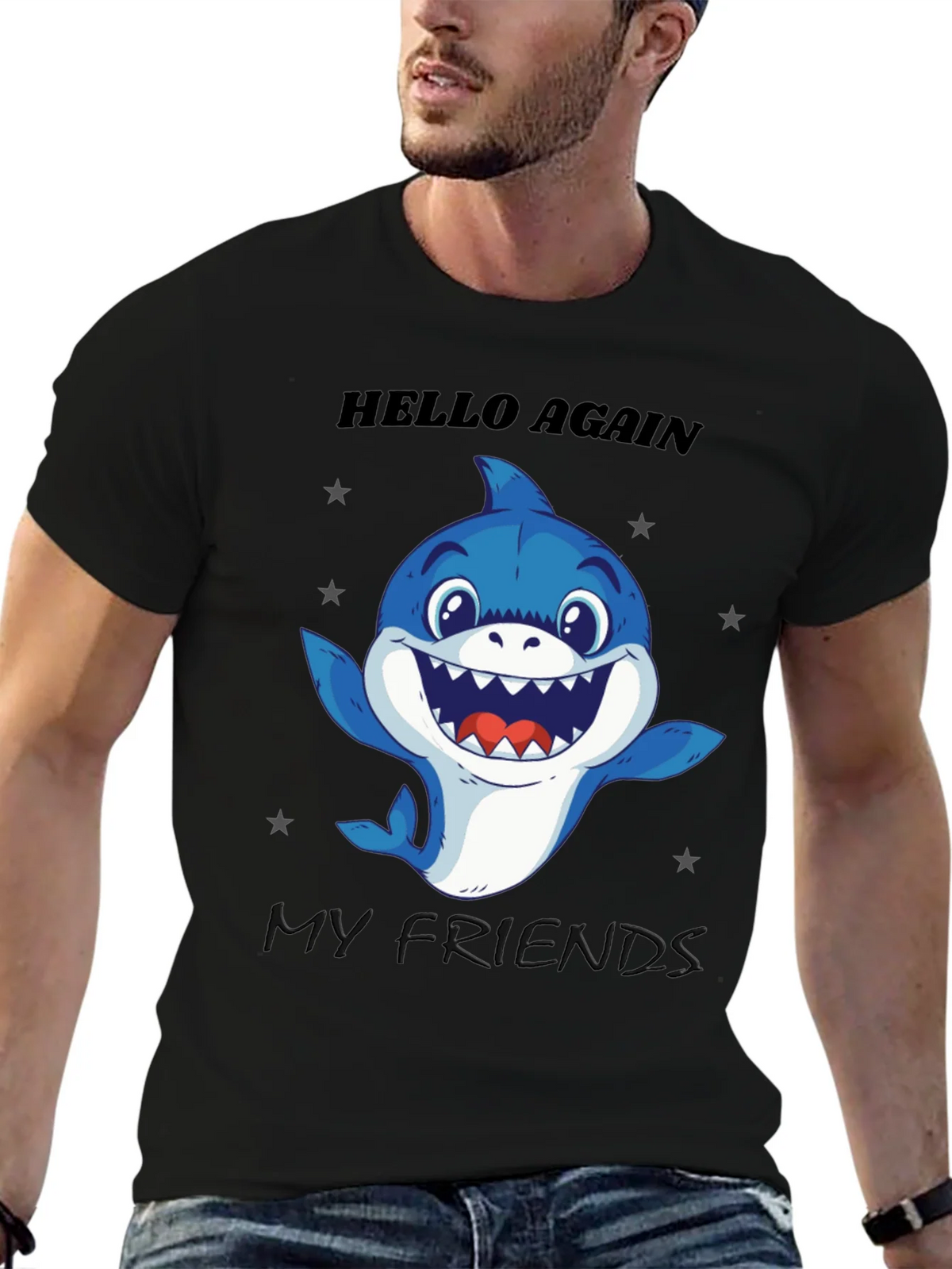 Hello Again Shark T-Shirt - Fun Graphic Tee product image 9
