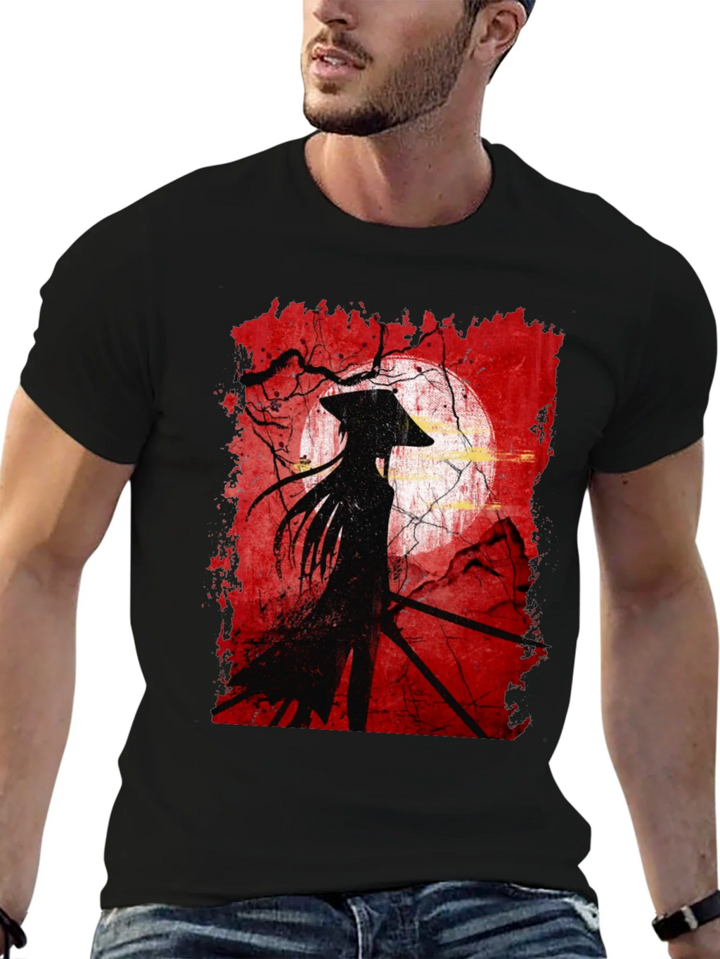 Samurai Silhouette Graphic Tee - Mens Black T-Shirt product image 9