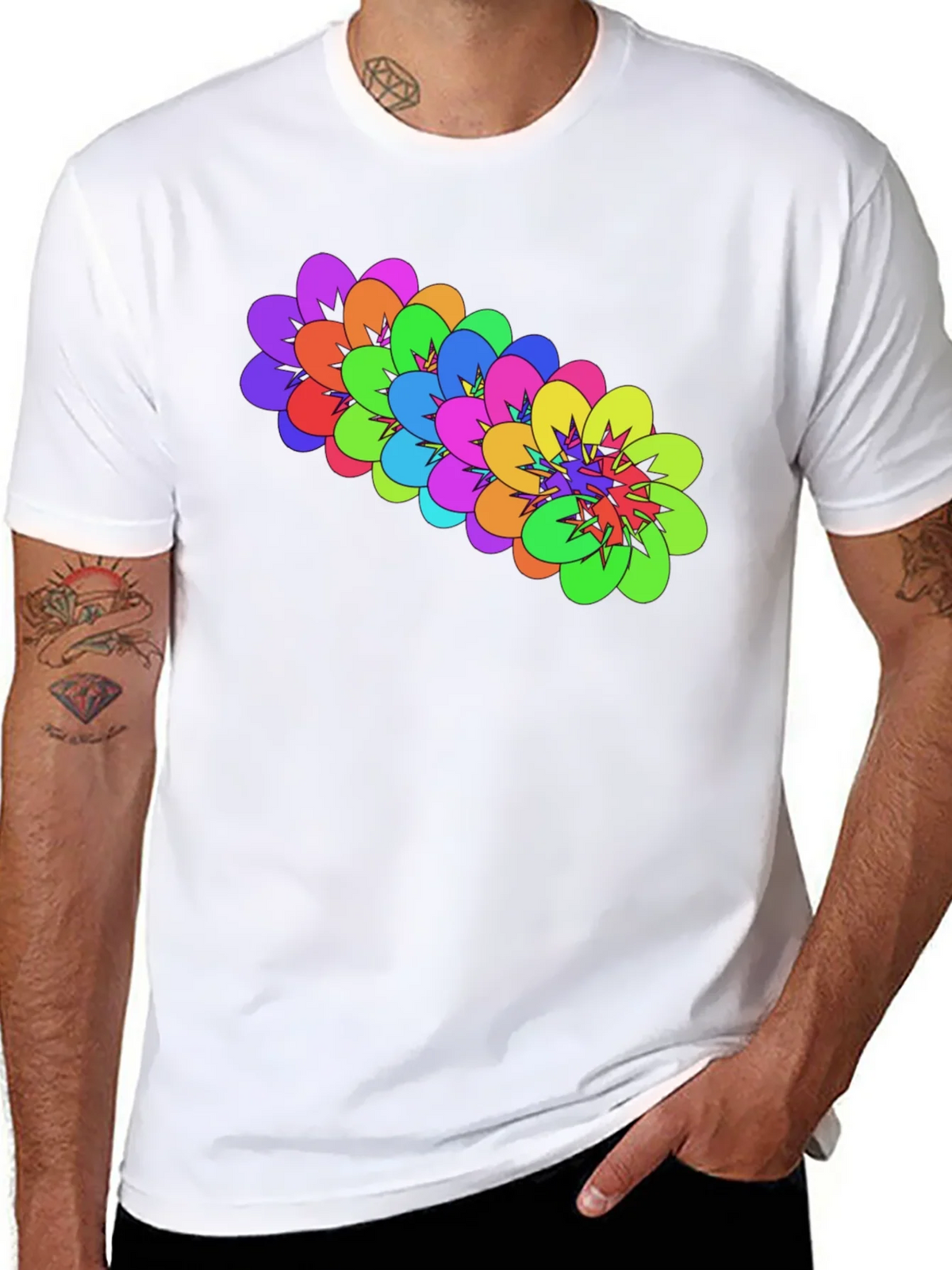 Colorful Floral Graphic Black T-Shirt product image 10