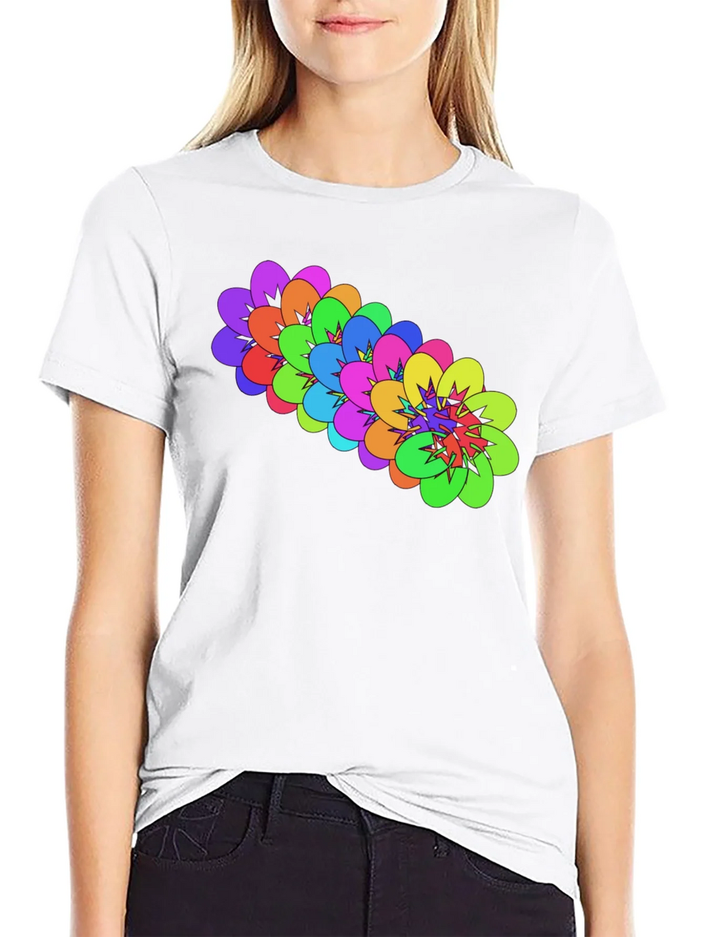 Colorful Floral Graphic Black T-Shirt product image 11
